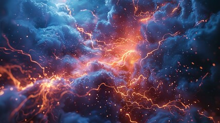 Poster - A vibrant, abstract representation of Quantum Entanglement, lightning in the image.