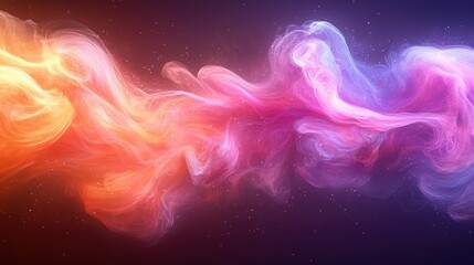 Poster - Abstract Colorful Smoke Waves Flowing Gracefully Across a Dark Background with Sparkling Stars and Ethereal Light Effects for Artistic and Creative Use