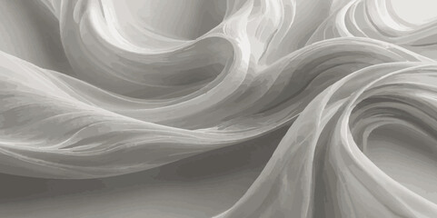 Wall Mural - Abstract smokey dark grey and white smooth light  wave element modern stream white background. 