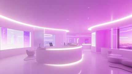 Poster - Futuristic Lavender Office Reception Area Design