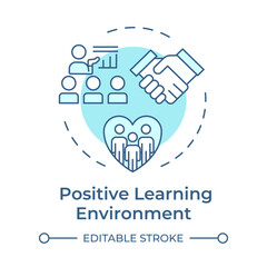 Poster - positive learning environment soft blue concept icon. safe classroom atmosphere open for inclusion. 