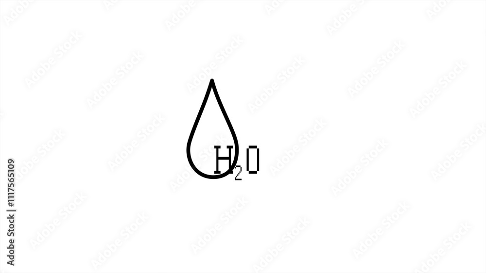 The abbreviation for water is H2O. H2O symbol in water drop - Chemistry
