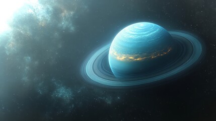Wall Mural - detailed view of uranus showcasing its vibrant colors and rings in space