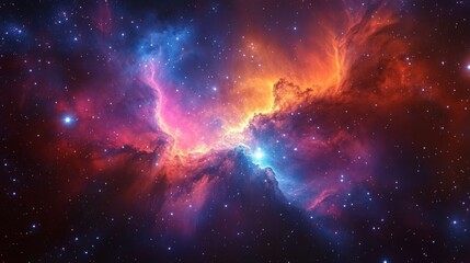 Wall Mural - colorful nebula with swirling gases and brilliant hues in deep space
