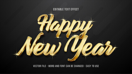 Poster - Happy new year editable text effect, gold 3d text style effect