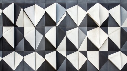 Poster - Abstract Geometric Wall Panel Design In Black And White