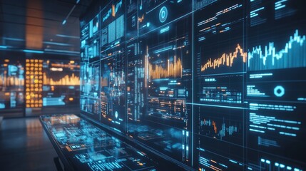 Poster - Futuristic Digital Data Displays Showing Complex Information