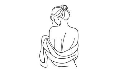 Wall Mural - Spa salon continuous line art drawing isolated on white background. Self care and beauty. Vector illustration