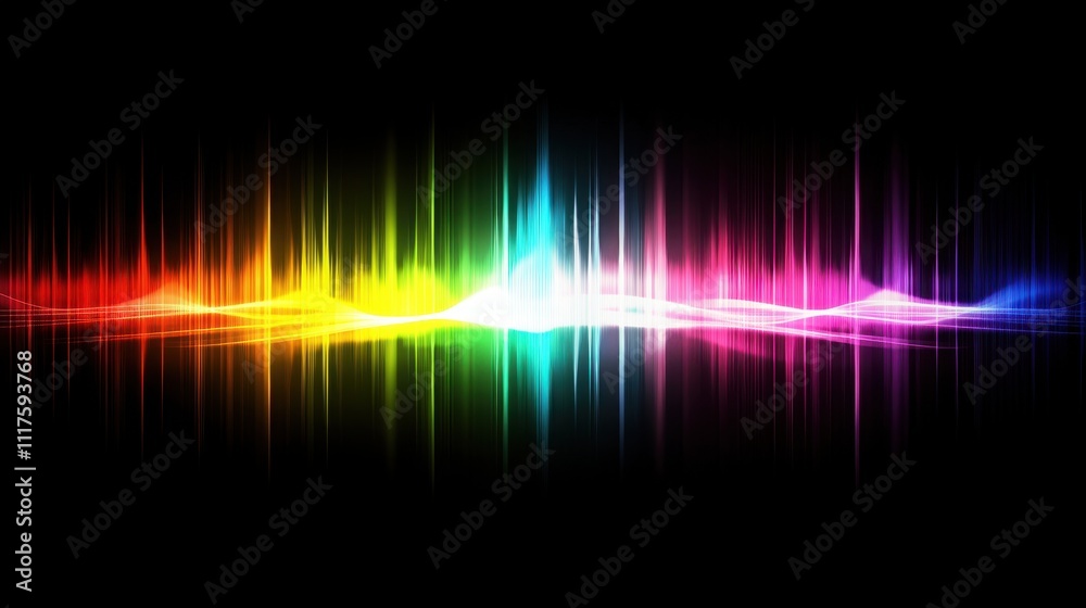 Vibrant Rainbow Sound Wave Abstract Background.