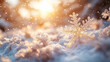 © Elżbieta Kaps - Zimowe tło, płatki śniegu w ciepłym świetle, tło generative ai