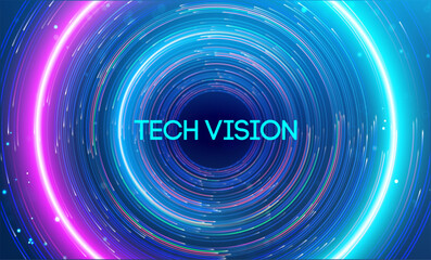 Fototapete - tech vision radiant swirl of neon energy and futuristic digital design. big data and data science in
