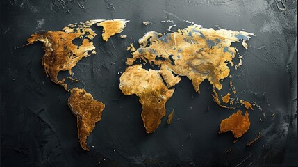 Aufkleber - World Map. The world on black background.