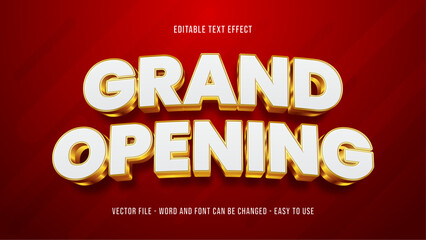 Poster - Grand opening editable text effect, gold 3d text style effect