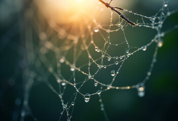 spider web with dew drops
