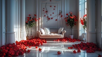 Poster - Valentine's day, decorated interiors.