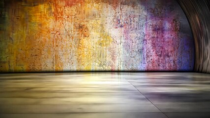 Poster - Colorful Abstract Wall and Floor Textures in an Artistic Studio Space with Natural Lighting
