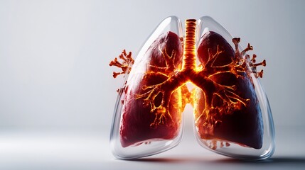 Canvas Print - Human Lungs Anatomy: A 3D Render of Respiratory System