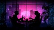 © Gefo - Romantic dinner with city skyline backdrop at twilight