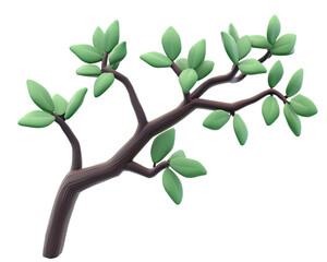 a tree branch with green leaves
