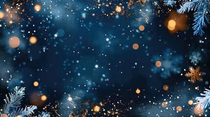 Aufkleber - A dark blue background with white bokeh overlay and sparkles, as a very simple holiday wallpaper.