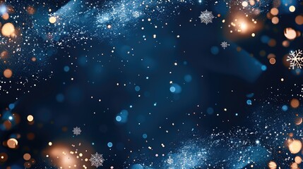 Aufkleber - A dark blue background with white bokeh overlay and sparkles, as a very simple holiday wallpaper.