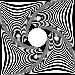 Wall Mural - whirl vortex motion and 3d illusion in abstract op art design. striped lines pattern. copy space in 