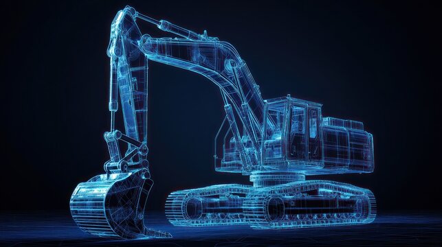 Blueprint Excavator: Digital 3D Model of Heavy Machinery