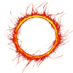 Wall Mural - PNG Round burning blaze frame isolated on transparent background