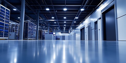 Aufkleber - Futuristic Data Center Interior with High Tech Server Racks and Modern Infrastructure : Generative AI