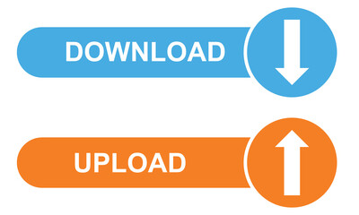 Download and upload button. Modern buttons for app, website, ui. isolated on white background  design Template, . Vector illustration . EPS 10
