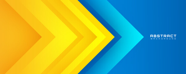 Poster - blue yellow abstract background overlap layer on bright space with cutout shape effect decoration. m