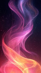 Poster - Colorful abstract smoke swirl against a dark background with glimmering stars