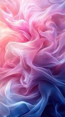 Aufkleber - Colorful abstract fabric waves blend in soft hues of pink and blue, creating a tranquil and soothing atmosphere in design