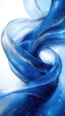 Poster - Abstract blue fabric swirling with shimmering light creates a sense of movement and tranquility in a serene atmosphere