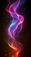 Poster - Colorful smoke swirls through a dark space filled with stars and cosmic elements