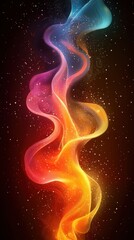 Poster - Colorful waves of light create a mesmerizing display in a dark cosmic background