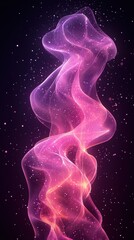 Poster - Swirling pink and purple smoke forming an abstract shape in a starry background at night