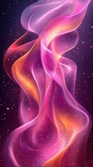 Poster - Colorful abstract design with swirling waves and stars in the background, showcasing vibrant hues of pink and orange