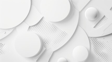 Wall Mural - abstract geometric white background with circles and grid patterns