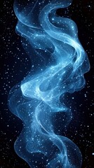 Poster - Swirling blue cosmic waves illuminated by starlight in a dark universe