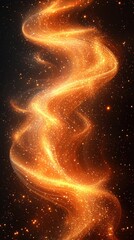 Poster - Bright golden waves of light swirl gracefully against a dark cosmic backdrop filled with shimmering particles