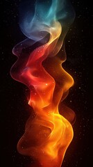 Poster - Abstract display of colorful smoke shapes resembling faces in a vibrant cosmic background