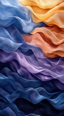 Poster - Colorful textile waves create a beautiful flowing pattern in soft fabrics with varied hues and textures