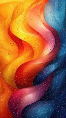Poster - vibrant abstract waves of orange, red, and blue swirling in an energetic display of color and moveme
