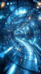 Poster - Journey through a glowing tunnel with vibrant lights and a swirling pathway