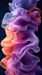 Aufkleber - Flowing silk-like fabric in vibrant colors creates a mesmerizing visual display against a dark background