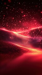 Poster - colorful abstract wave pattern with red and black tones creating a vibrant digital texture