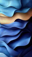 Aufkleber - vibrant waves of textured blue and beige layers showcasing fluid motion and depth in abstract design