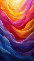 Aufkleber - Colorful fabric waves create a mesmerizing abstract pattern in vibrant hues