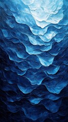 Poster - abstract representation of ocean waves in varying shades of blue capturing depth and movement with a
